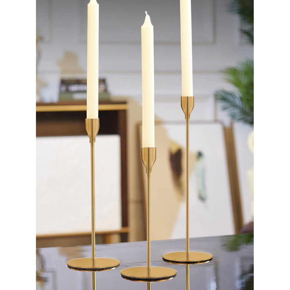 Home Decor Luxury - Set Of 3 Copper Candlesticks, Light