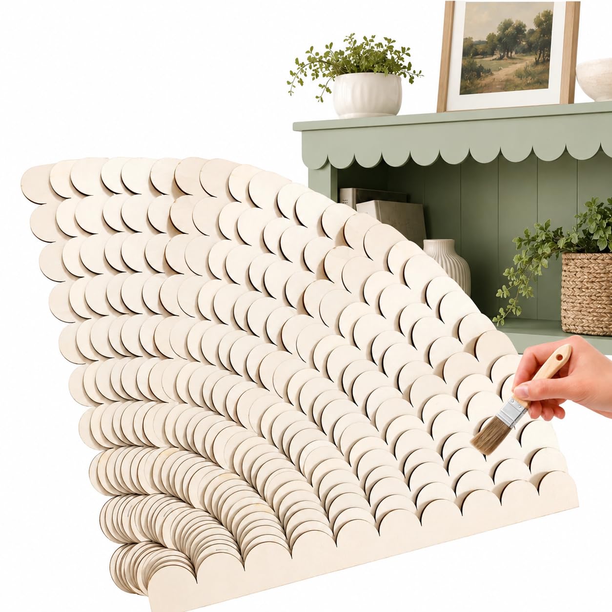 12pcs Scalloped Wood Trim - El - Home Decor Wall Molding ulasan dan harga
