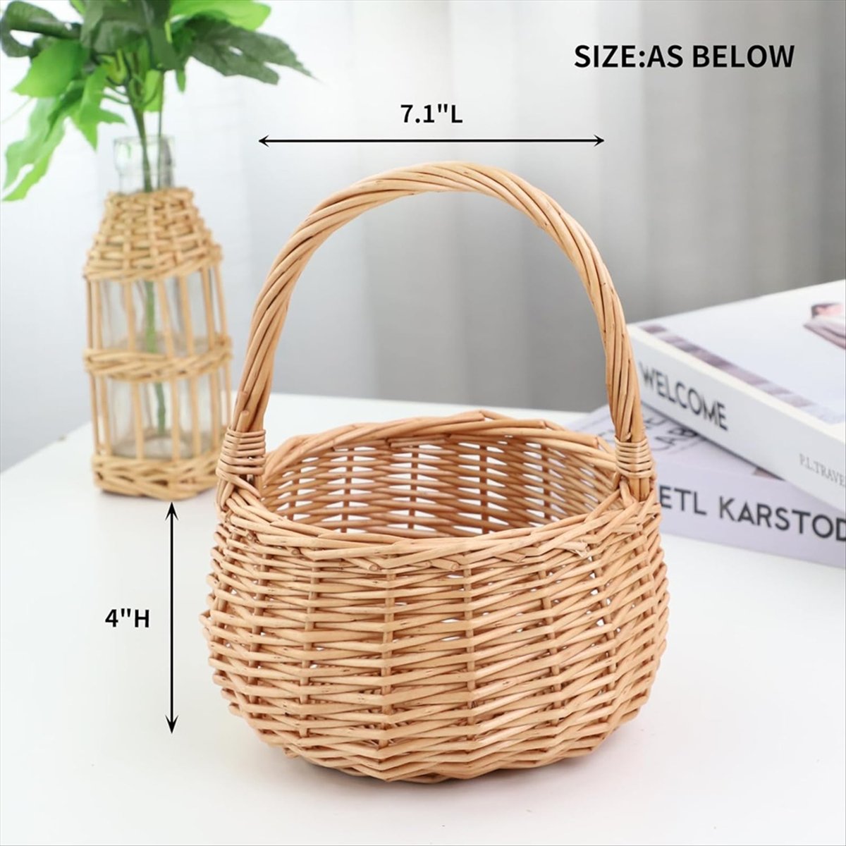 Wicker Picnic Basket with Hand - Home Decor Garden ulasan dan harga