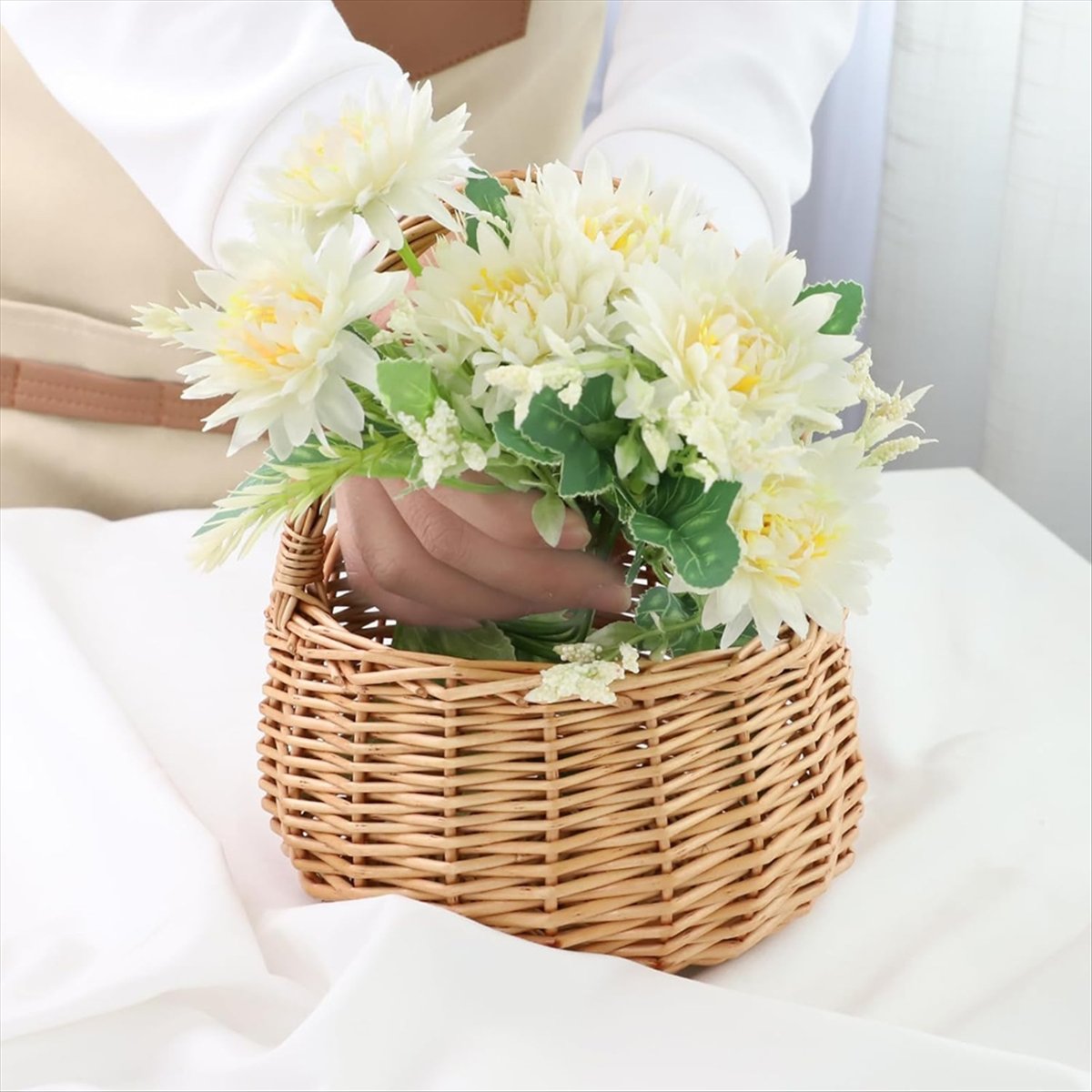 Wicker Picnic Basket with Hand - Home Decor Garden ulasan dan harga