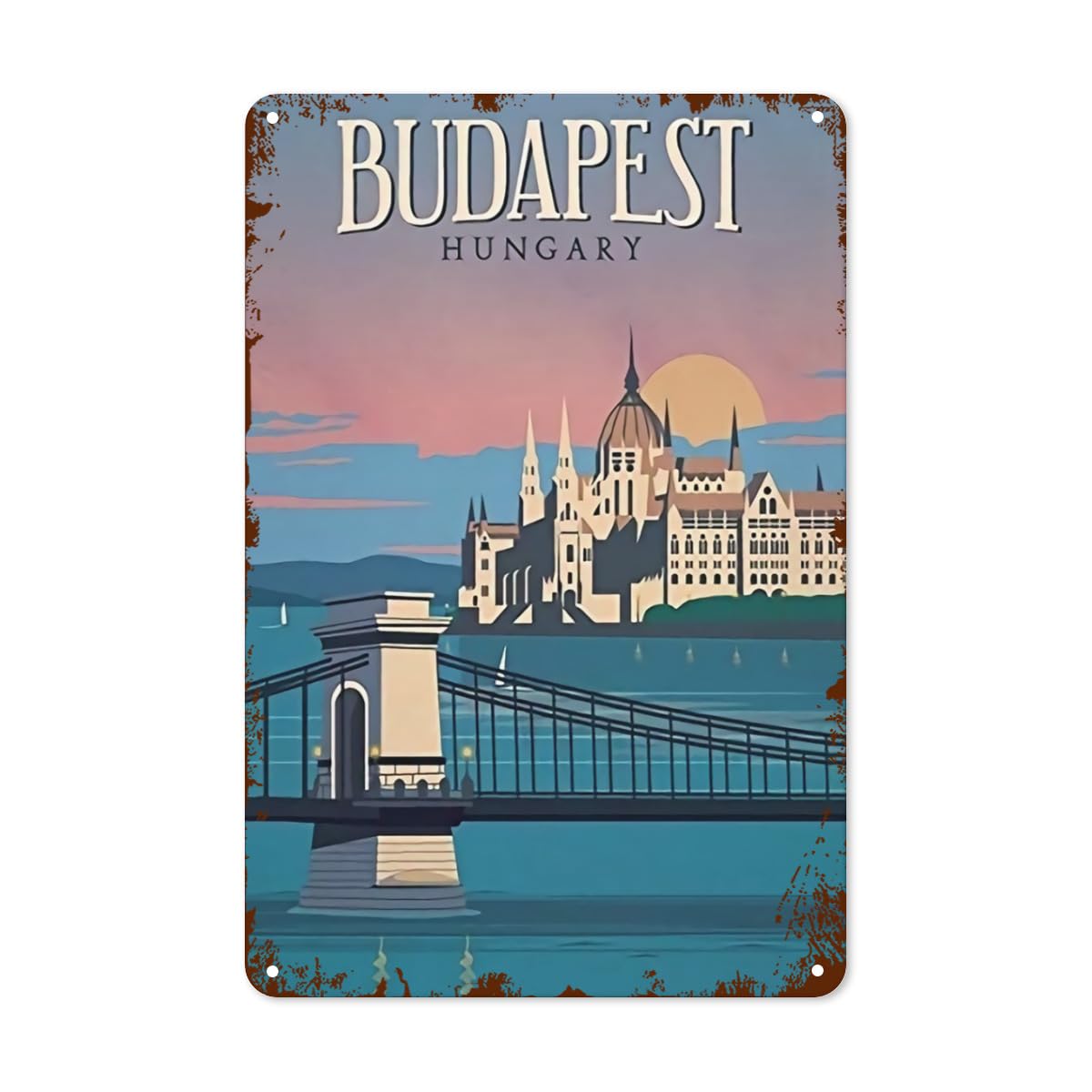 Vintage Tin Sign Budapest Meta - Home Decor Store ulasan dan harga