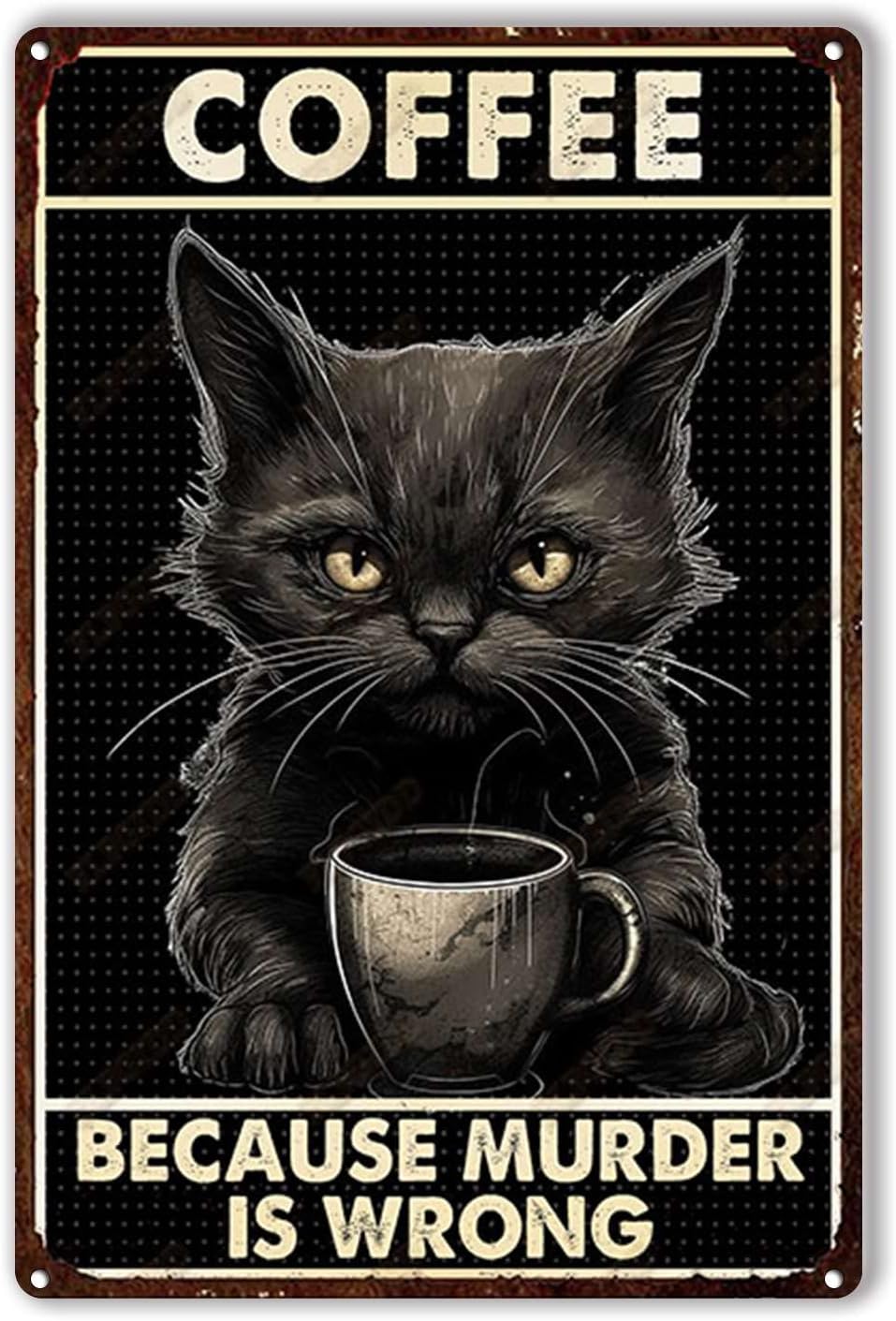 Tin Plaque Coffee cat Because  - Home Decor Store ulasan dan harga