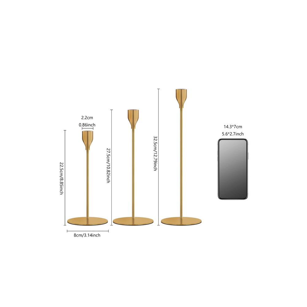 Set Of 3 Copper Candlesticks,  - Home Decor Luxury ulasan dan harga