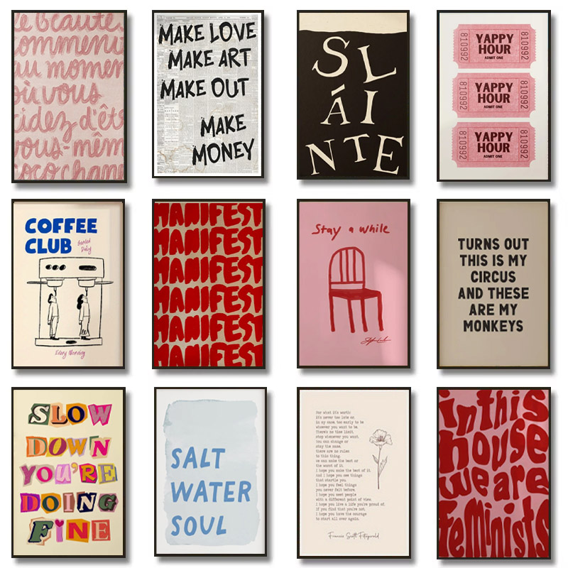 1pc Simple Trendy Text Printin - Home Decor Aesthetic Pinterest ulasan dan harga