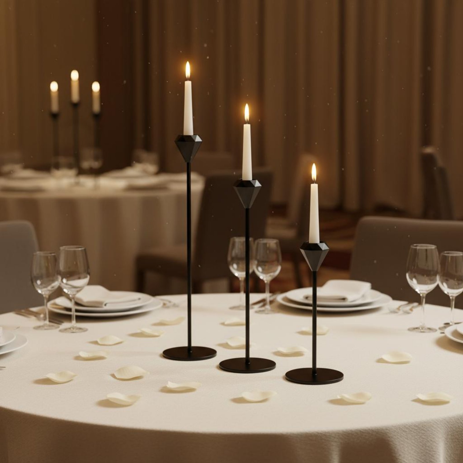 3 Pieces Crystal Top Candlesti - Home Decor Luxury ulasan dan harga
