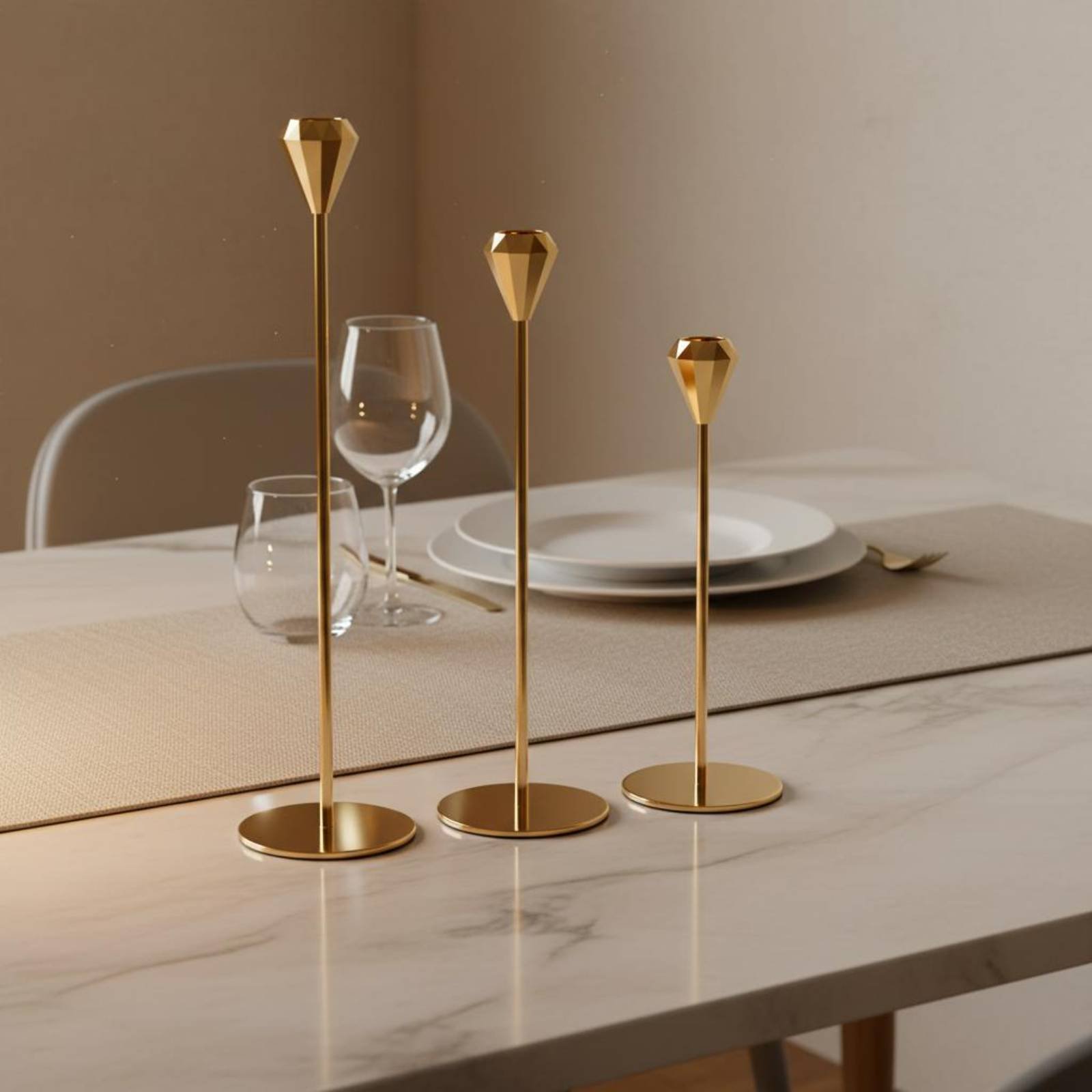 3 Pieces Crystal Top Candlesti - Home Decor Luxury ulasan dan harga