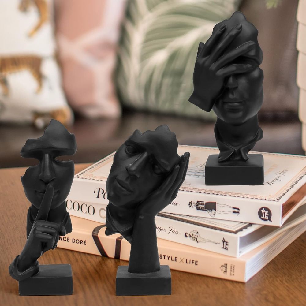 3 Pcs Thinker Statue, Silence  - Abstract Sculpture Resin ulasan dan harga