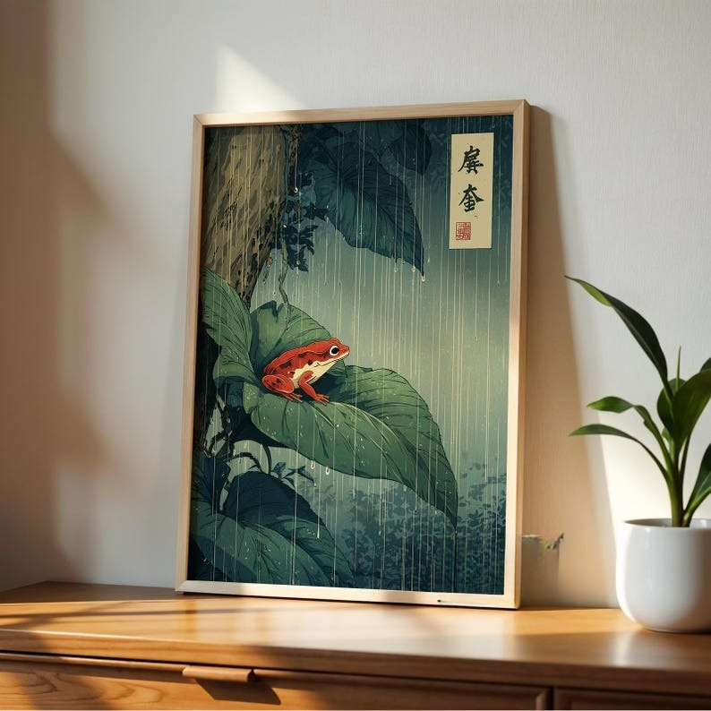 1pc Japanese Frog Canvas Wall  - Home Decor Aesthetic Pinterest ulasan dan harga