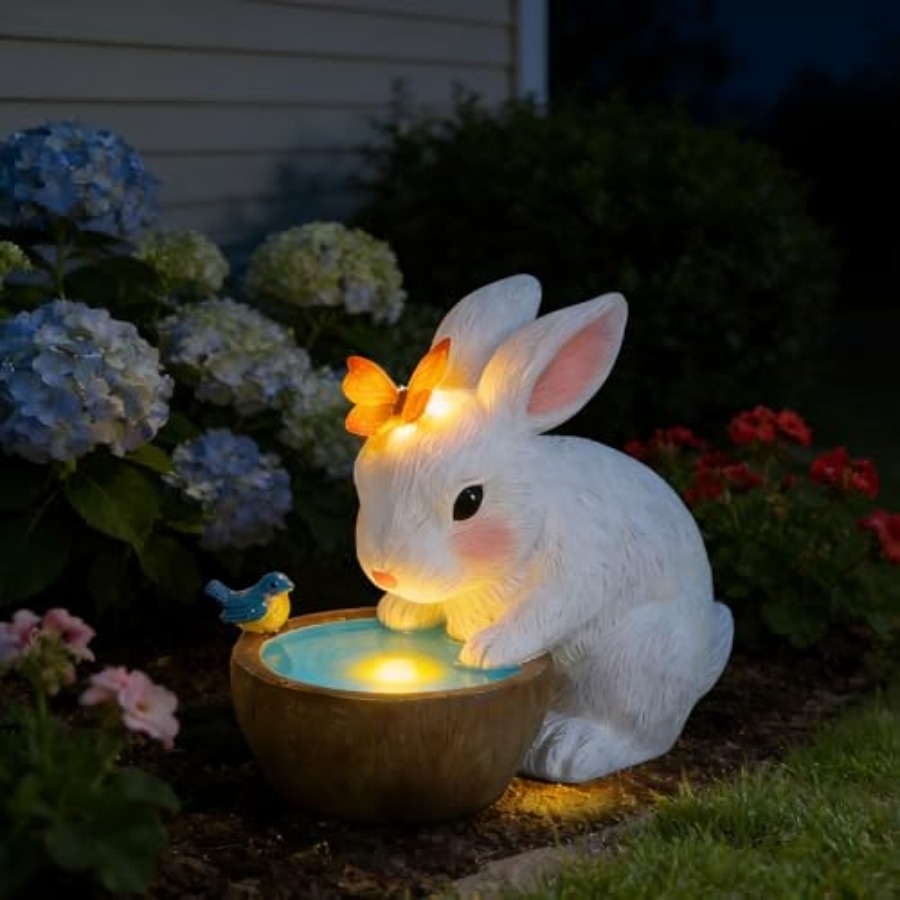 Solar Bunny Garden Outdoor Sta - Home Decor Garden ulasan dan harga