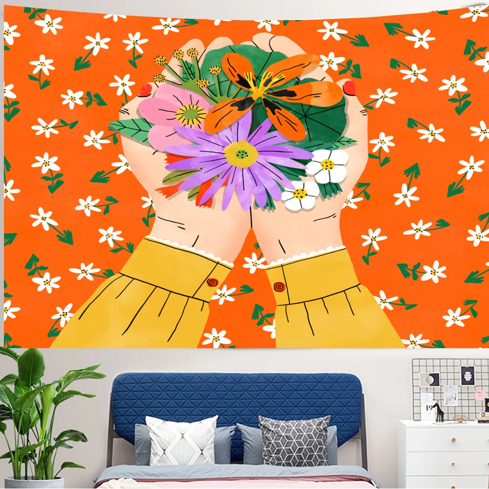 Tropical Green Plant Girl Wall - Home Decor Yoga ulasan dan harga