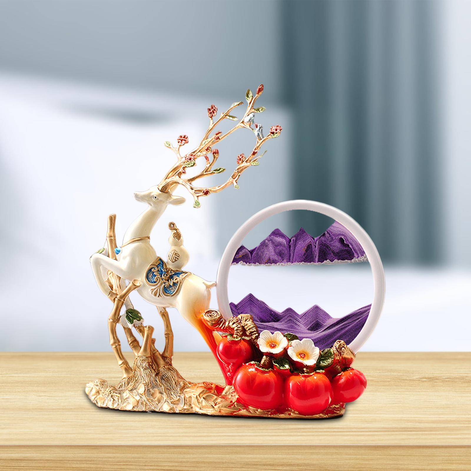 Decor Deer Figurine Resin Orna - Sand Art Picture ulasan dan harga