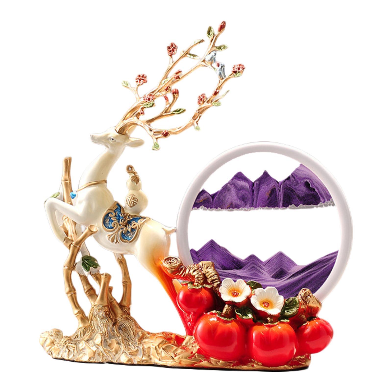 Decor Deer Figurine Resin Orna - Sand Art Picture ulasan dan harga