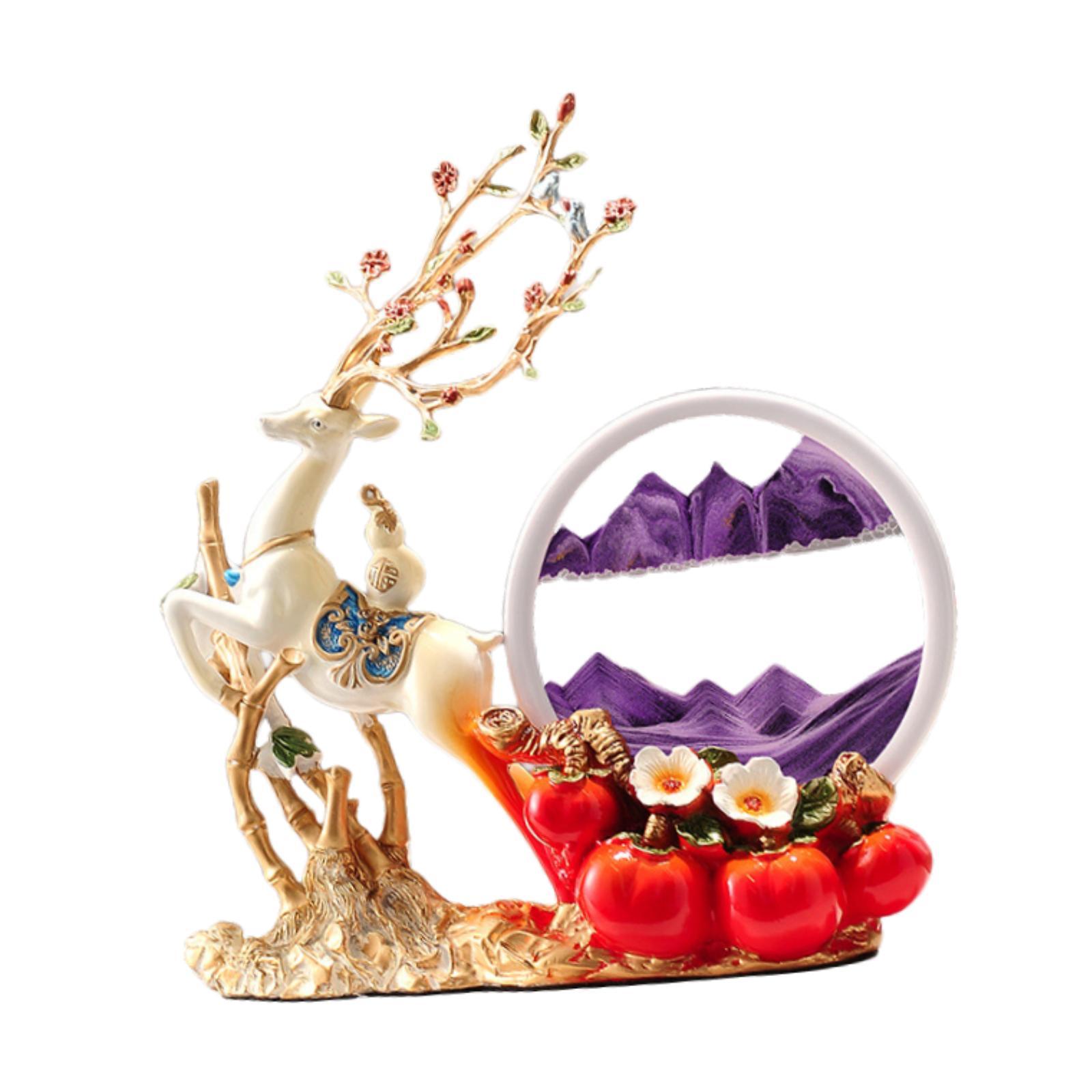 Decor Deer Figurine Resin Orna - Sand Art Picture ulasan dan harga