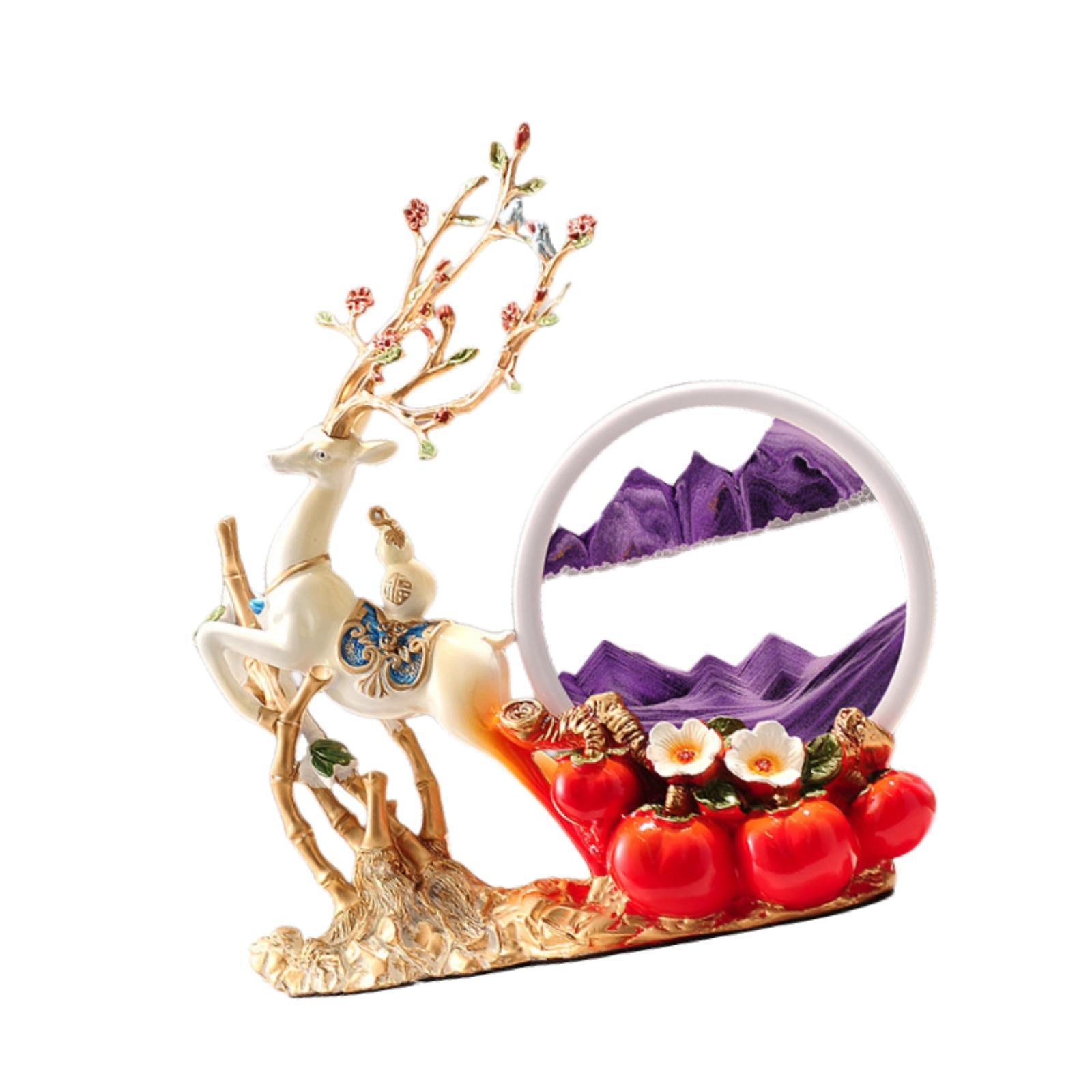 Decor Deer Figurine Resin Orna - Sand Art Picture ulasan dan harga