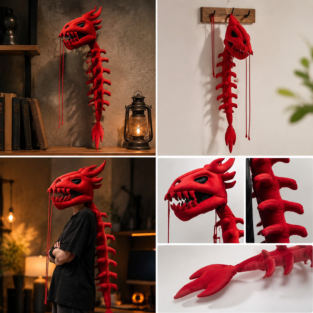 Dragon Skull Spine Plush Hood  - Home Decor Wall Molding ulasan dan harga