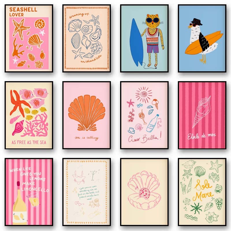 Tropical Preppy Poster Seashel - Home Decor Aesthetic Pinterest ulasan dan harga