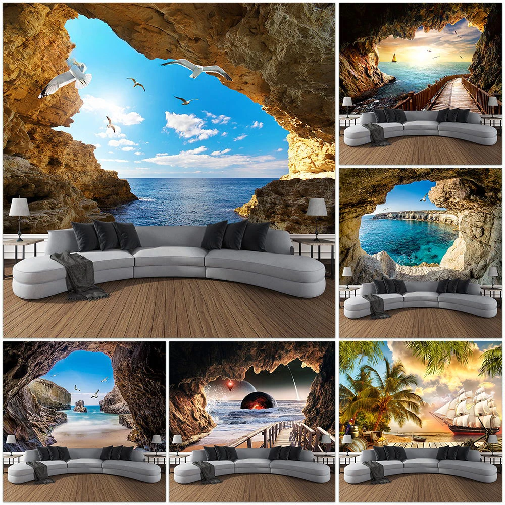 Mountain Cave Landscape Tapest - Home Decor Yoga ulasan dan harga