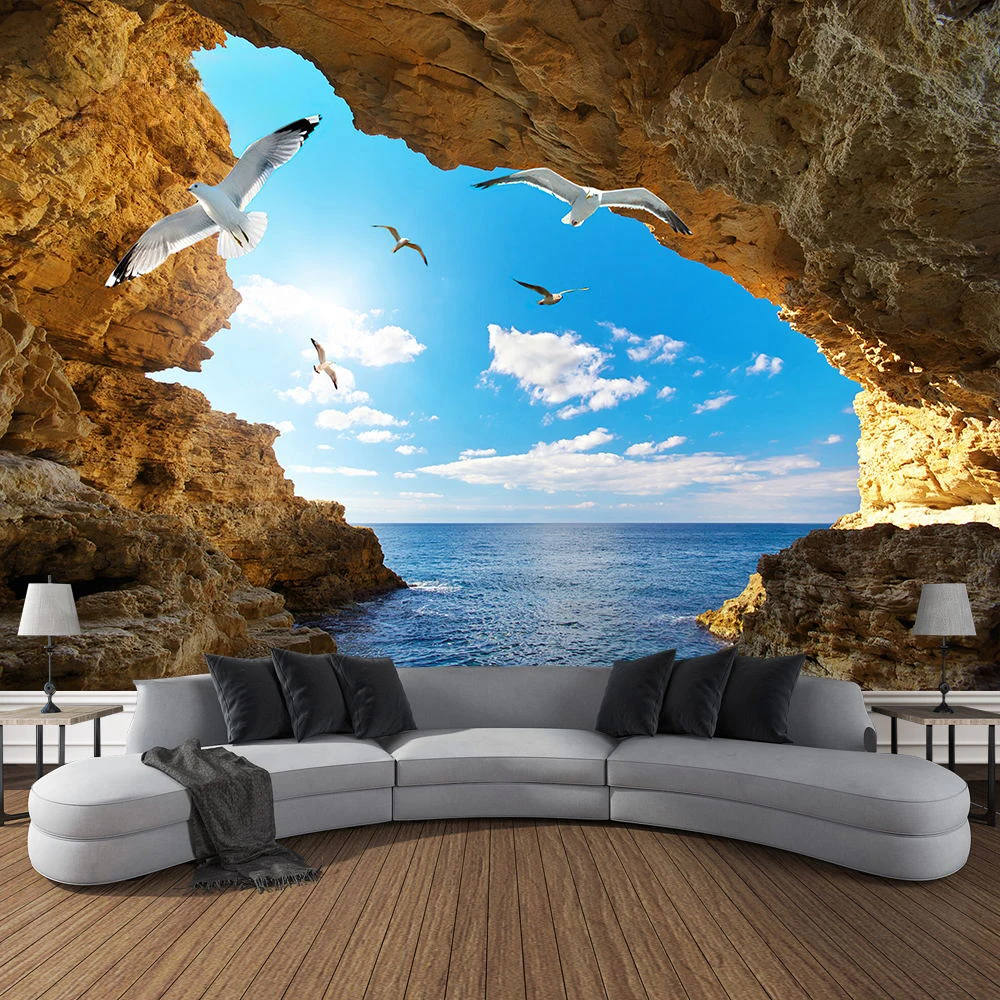 Mountain Cave Landscape Tapest - Home Decor Yoga ulasan dan harga