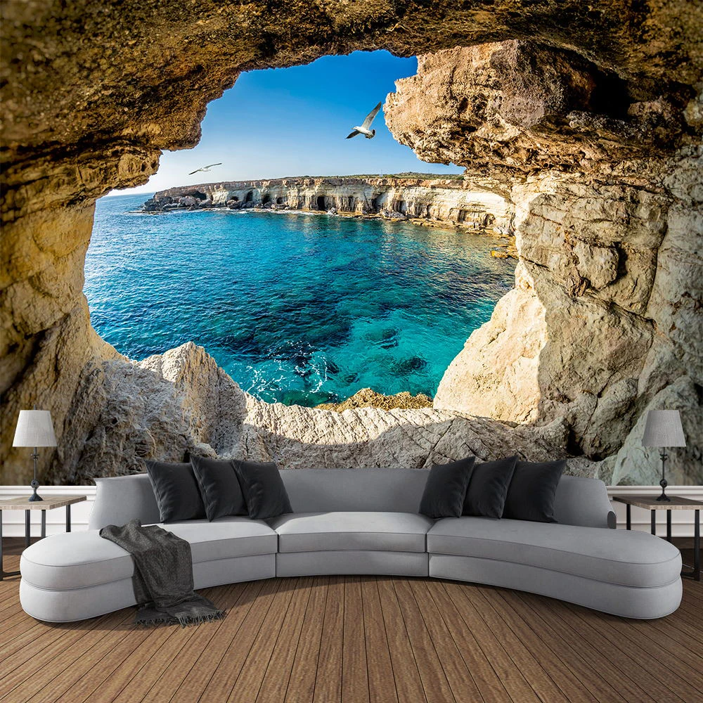 Mountain Cave Landscape Tapest - Home Decor Yoga ulasan dan harga